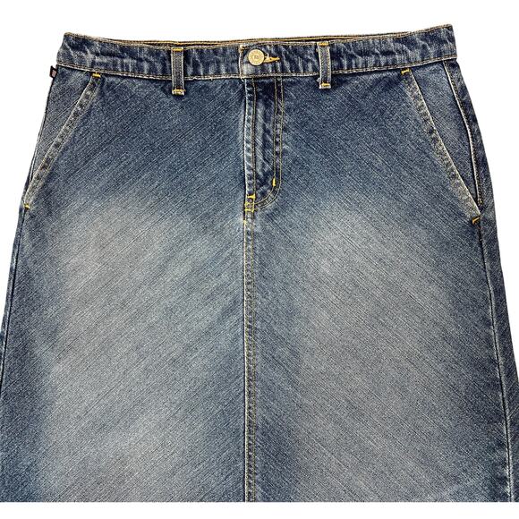 Y2K Polo Ralph Lauren Denim Maxi Jean Skirt 10 Grunge Modest Western Prairie VTG - Picture 6 of 12